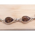 Bracelet argent Quartz fumé pierres gouttes Bijoux en Quartz Fumé CWA68.1