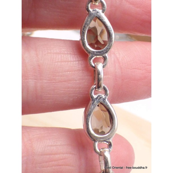Bracelet argent Quartz fumé pierres gouttes Bijoux en Quartz Fumé CWA68.1