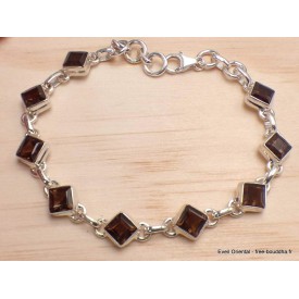 Bracelet Quartz fumé pierres losange – Argent 925 poinçonné