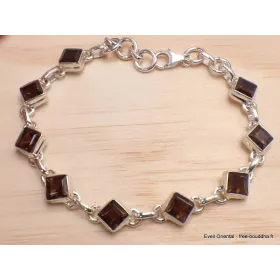 Bracelet argent Quartz fumé pierres Losange - Bijoux en Quartz Fumé