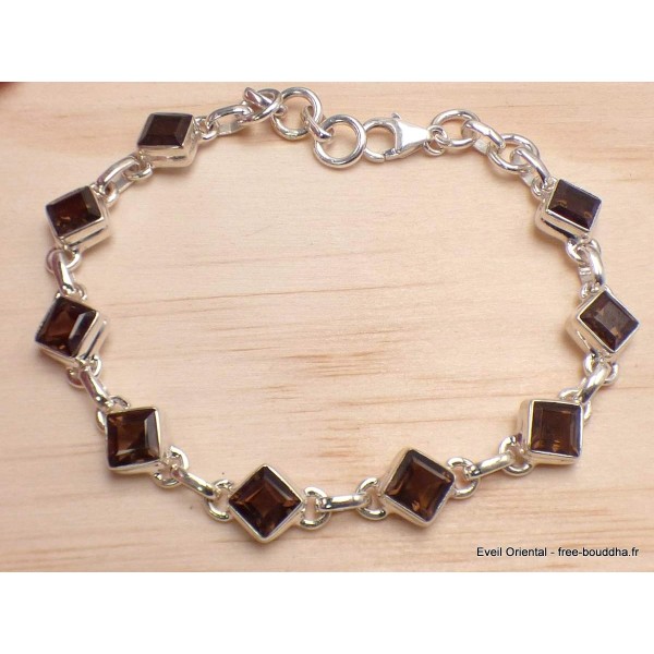 Bracelet argent Quartz fumé pierres Losange Bijoux en Quartz Fumé CWA68.2