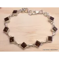 Bracelet argent Quartz fumé pierres Losange - Bijoux en Quartz Fumé