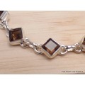 Bracelet argent Quartz fumé pierres Losange Bijoux en Quartz Fumé CWA68.2