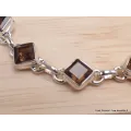 Bracelet argent Quartz fumé pierres Losange - Bijoux en Quartz Fumé