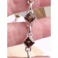 Bracelet argent Quartz fumé pierres Losange Bijoux en Quartz Fumé CWA68.2