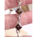Bracelet argent Quartz fumé pierres Losange - Bijoux en Quartz Fumé