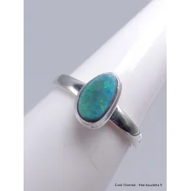 Bague argent authentique Opale Australienne taille 52 - Bijoux en Opale Australienne
