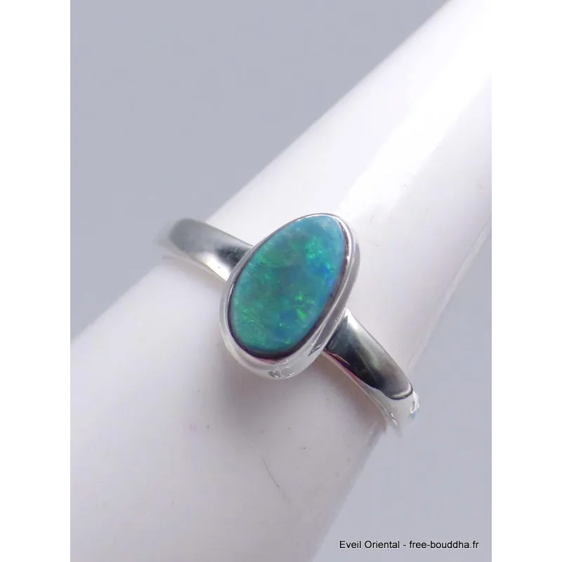 Bague argent authentique Opale Australienne taille 52 - Bijoux en Opale Australienne