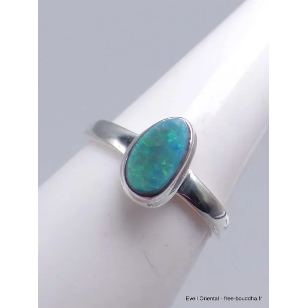 Bague argent authentique Opale Australienne taille 52 - Bijoux en Opale Australienne