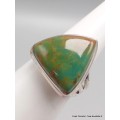 Bague authentique turquoise américaine triangulaire taille 52 Bagues pierres naturelles YM31.11