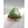 Bague authentique turquoise américaine triangulaire taille 52 Bagues pierres naturelles YM31.11