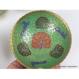 Bols d'offrandes laiton émaillé vert 10 cm Bols d'offrandes bouddhistes BOLEM60