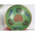 Bols d'offrandes laiton émaillé vert 10 cm - Bols d'offrandes bouddhistes