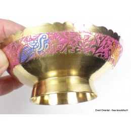 Bols d'offrandes laiton émaillé fuschia 10 cm Bols d'offrandes bouddhistes BOLEM8