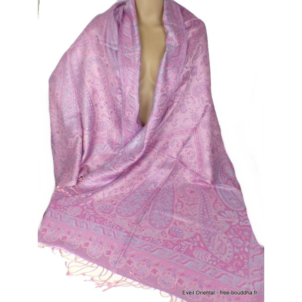 Pashmina en soie authentique parme bleu Tous les pashminas CSS6