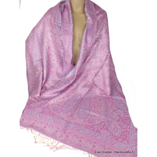 Pashmina en soie authentique parme bleu Pashminas pure soie CSS6