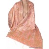 Pashmina Châle en soie naturelle saumon argent Tous les pashminas CSS14