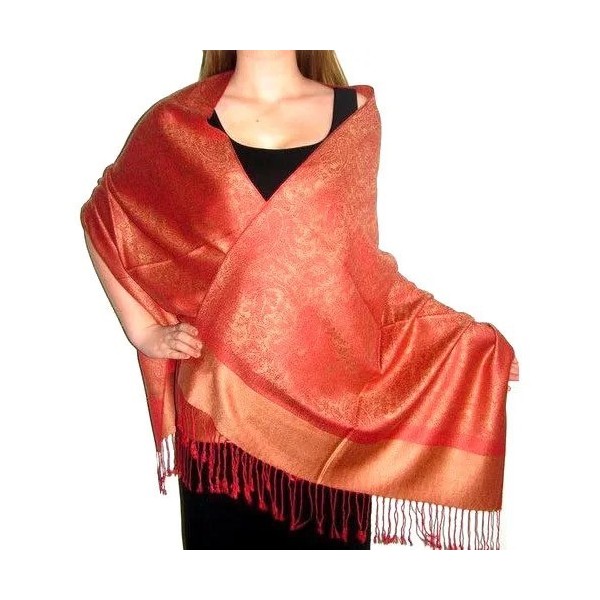 Pashmina Châle en soie de mûrier orange bleu argent Tous les pashminas CSS19