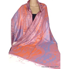 Châle pure soie orange lilas Pashminas pure soie CSS23