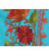 Châle turquoise en laine fine brodée Pashminas laine et broderies NCT18