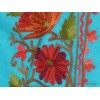 Châle turquoise en laine fine brodée Pashminas laine et broderies NCT18