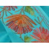 Châle turquoise en laine fine brodée Pashminas laine et broderies NCT18