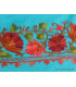 Châle turquoise en laine fine brodée Pashminas laine et broderies NCT18