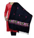 Grand châle en laine fuschia brodé perles Pashminas laine et broderies NCT19
