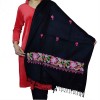 Grand châle en laine fuschia brodé perles Pashminas laine et broderies NCT19
