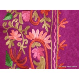 Grand châle pour femme brodé couleur prune Pashminas laine et broderies NCT22