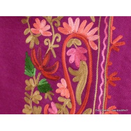 Grand châle pour femme brodé couleur prune Pashminas laine et broderies NCT22