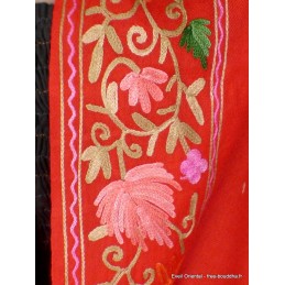 Grand châle rouge pour femme en laine fine brodée Pashminas laine et broderies NCT23
