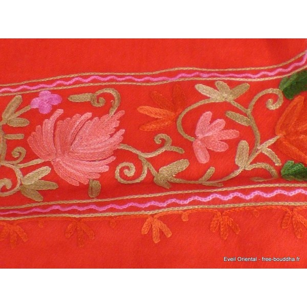 Grand châle rouge pour femme en laine fine brodée Pashminas laine et broderies NCT23