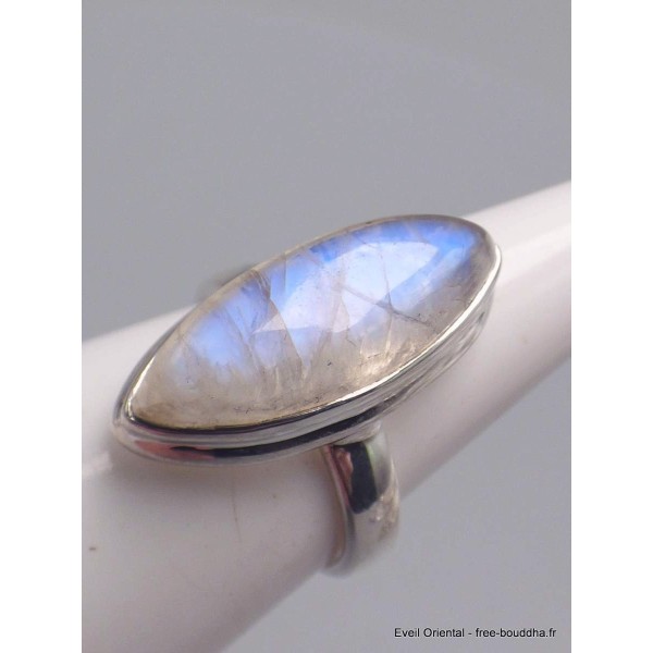 Bague Pierre de Lune bleue marquise qualité AAA taille 53/54 Bijoux en Pierre de lune CWA77.1