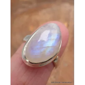 Authentique bague Pierre de lune bleue grade A+++ taille 59 - Bijoux en Pierre de lune