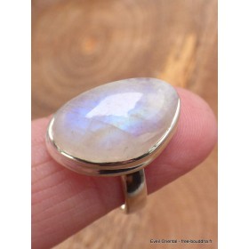 Authentique bague Pierre de lune bleue grade A+++ taille 59 Bijoux en Pierre de lune CWA77.3