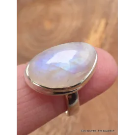 Authentique bague Pierre de lune bleue grade A+++ taille 59 - Bijoux en Pierre de lune