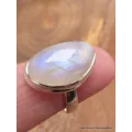 Authentique bague Pierre de lune bleue grade A+++ taille 59 - Bijoux en Pierre de lune