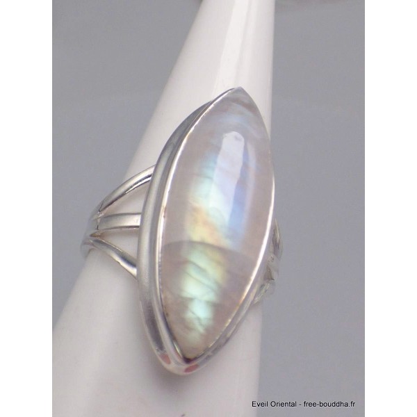 Bague en Péristérite marquise qualité AAA taille 55 Bijoux en Pierre de lune CWA77.6
