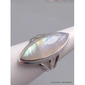 Bague en Péristérite marquise qualité AAA taille 55 - Bijoux en Pierre de lune