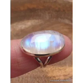 Bague Péristérite 2 anneaux taille 56 - Bijoux en Pierre de lune