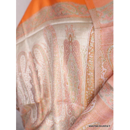 Châle pour femme en soie orange beige Nos Châles APS161