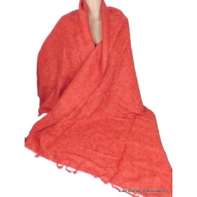 Châle laine de yach rouge orange Tous les pashminas CPLY145