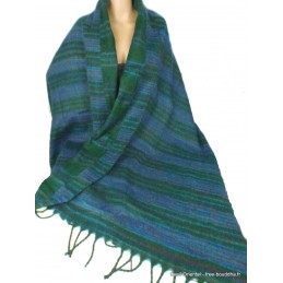 Grand châle népalais vert bleu100 x 200 cm Châles laine de yak GCN3
