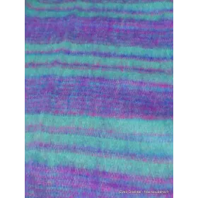 Grand châle laine de yak violet vert lagon 100 x 200 cm - Châles en laine faits main