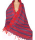 Grand châle laine de yak rouge et bleu 100 x 200 cm Grand Châle népalais 100 x 200 cm GCN8