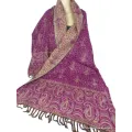 Grand châle Népalais fuschia foncé motifs cachemire 100 x 200 cm - Châles en laine faits main