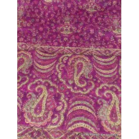 Grand châle Népalais fuschia foncé motifs cachemire 100 x 200 cm - Châles en laine faits main