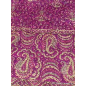 Grand châle Népalais fuschia foncé motifs cachemire 100 x 200 cm Grand Châle népalais 100 x 200 cm GSS1