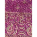 Grand châle Népalais fuschia foncé motifs cachemire 100 x 200 cm - Châles en laine faits main